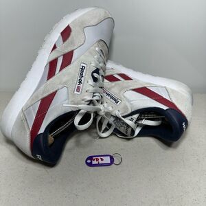 Men Reebok Classic Nylon Running Shoes Sneakers White Navy Blue Maroon Red 10,5
